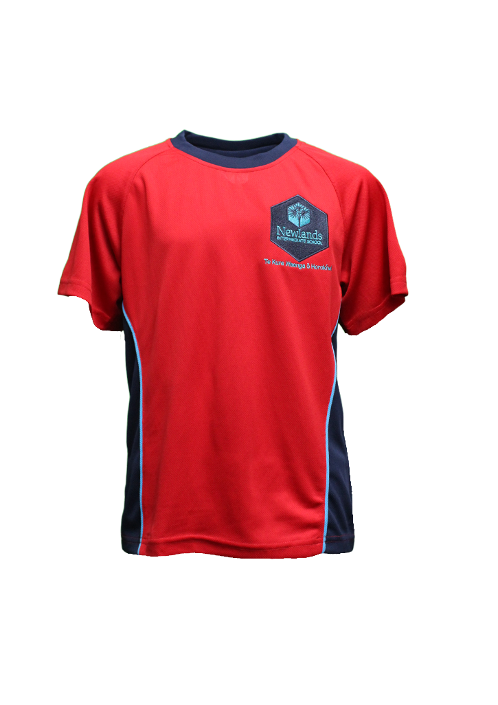 Newlands Intermediate PE Tee Red/Navy/Aqua